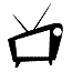 Black retro television set with two antennae and a circular knob on the right side, screen displaying various patterns including solid white, wavy lines, zigzags, and horizontal stripes.