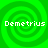 Four identical green spiral patterns arranged in a with white text reading 'Demetrius' over each spiral