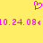 A static pixel art icon with a yellow background, featuring a pink heart symbol above and two identical date strings below.