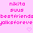 Pixelated pink text and heart symbols on a light pink background with repeated patterns.