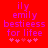 Red background with purple pixelated text reading 'ily emily bestieess for lifee' and five pink hearts below, showing animation change in heart positions.