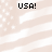 Pixelated American flag background with four instances of 'USA!' text in black block letters, each positioned over a section of the flag.