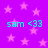 Purple background with pink stars and cyan text reading "sam <33" repeated four times in a pattern