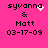 Pixelated text on bright pink background with animated white sparkles near 'syvanna' in two top