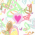 Pixelated image with pastel-colored circles, heart symbols, and a green text label reading 'James' on the right side.