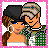Pixel art contact sheet with pink border showing two characters and text phrases "I miss him" and "so much !!" across four quadrants, one quadrant empty.