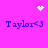 A static image with a bright pink background displays four identical blue text strings "Taylor<3" arranged in a , with a white pixelated heart above the top and a white pixelated starburst below the center