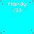 Static image with cyan background, scattered black dots, and repeated white text "Mandy <33" in