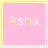 nine pink square with yellow dotted borders, each displaying the name 'Asha' in white or light yellow text; one is gray