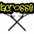 Animated icon with crossed lacrosse sticks, a black ball, and text elements changing from 'lacrosse' to 'is' to partial 'life'.