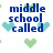 Pixelated blue text on white background with green hearts, reading 'middle school called they want their Drama back !!'