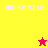 Pixelated text 'makenzie' appears on four colored backgrounds with two star icons in different positions and colors.