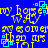 Blue background with yellow text repeating 'my boy' and 'ad esomer ad is', interspersed with cyan square-shaped symbols.