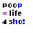 Pixelated text and symbols on a white background with three color variations: standard, green-tinted, and pink-tinted sections.