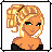 Pixel art contact sheet showing a blonde female character in black athletic wear with white stripes, multiple views of her outfit and face, and visible text elements including "Adidas" and partial "sweety".