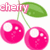 Pixelated cherry cluster with green leaves, pink text overlays reading 'sherry' and 'boom' in various positions across the image.