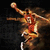 Animated sequence of a basketball player in red uniform jumping with arms raised, captured mid-air against dark background.