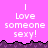 Pixelated pink background with white text reading "I Love someone sexy!" repeated across multiple , bordered by dark purple jagged edges