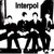 Black-and-white pixelated static icon featuring the word "Interpool" above a stylized figure with multiple limbs and abstract shapes, rendered in high-contrast monochrome style on transparent background.