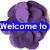 A static image shows a purple flower with a blue banner reading 'Welcome to' overlaid on the left side.