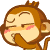 identical cartoon monkey faces with closed eyes, pink cheeks, and brown fur, arranged in and on a gray background