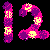 Pixelated icon of a stylized number '2' with pink, purple, and yellow colors on black background.
