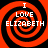 Four identical red and black spiral patterns with white text reading "I LOVE ELIZABETH" arranged in a on a black background