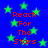 Blue background with green stars and red text reading "Reach For The Stars" in four identical sections.