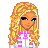 Pixel art contact sheet showing a female character with blonde hair and pink-accented outfit across multiple frames, with text overlay reading "walkin in a winter wonderland" on a bright pink background.