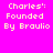 Static image with bright pink background and repeated white pixelated text reading "Charles: Founded By Braulio" in four identical sections.