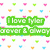 Green text on white background with repeating colorful heart shapes in pink, green, blue, and orange.