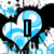 A pixelated graphic with blue and white hearts, black outlines, and cyan text reading "I LOVE ALEX" in three separate sections.