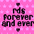 Pixelated pink background with repeating light pink stars, black text reading 'rds forever and ever' in three , and small black hearts above and below each