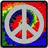 A square icon with a white peace symbol over a rainbow gradient background transitioning from red to green to blue.