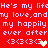 Red background with repeated white pixelated text and heart symbols, featuring a glowing heart animation.