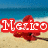 Beach scene with red flower on sand, blue water and sky background; text overlays change across frames.