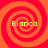 Four identical spiral patterns in red and orange hues with the word 'Bianca' in yellow text centered on each spiral.