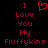Red pixelated text and a heart symbol on black background, with the heart changing from open to closed state.
