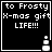 Four identical black-and-white pixel art display text and a snowman icon, each containing the same content with minor variations in the snowman's position