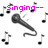 Pixelated image with two microphones, scattered musical notes, and pink text reading 'Singing--' and 'I OWN!' on a white background.