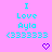 Pixelated cyan text on pink background reads "I Love Ayla <333333" with two purple heart symbols below.