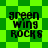 Green and bright green pixelated background with four identical text blocks reading 'green wing rocks' in black pixelated font.