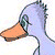 A 3x2 contact sheet of a pixelated animated icon featuring a blue bird character with an orange beak and green eye, set against a yellow background with pink text in each frame.