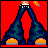 Pixel art of a woman in flared jeans holding a microphone, with changing background colors and partial body views across frames