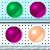 Four pixelated spheres arranged in a 2x2 grid on a checkered background, with green, magenta, purple, and peach colors.