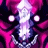Pixelated image of a stylized face with glowing eyes and pink-purple hair, next to text reading "Anime IM" and "cOm" on black background.