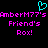 Pixelated cyan heart symbol above repeated pink text reading "AmberM77's AmberM77's Friend's Friend's Rox! Rox!" on black background.