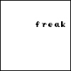 A static wordwall of black text on white background with multiple repeated terms including 'freak', 'loser', 'prep', and 'Bitch' in various arrangements.