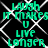 Green pixelated text repeats 'LAUGH IT MAKES U LIVE LONGER' over a black background with white diamond-shaped lines
