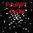 Red text "PaulW1 rocks" on black background with white pixelated particles scattered across all frames.
